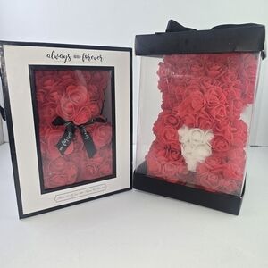 Always For Me Red Rose Bear and Red And White Rose Bear Bundle Of Two
